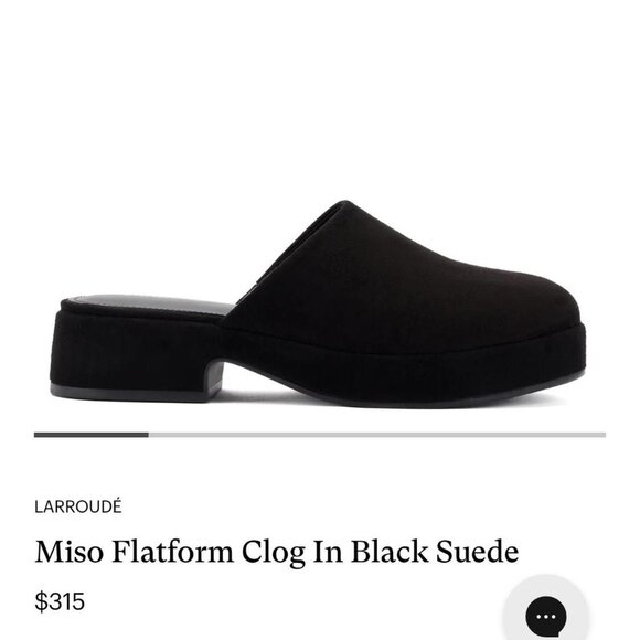 Larroude Miso Flatform Platform CLOGS Slip On Size 8.5 Black Suede Leather EUC - Picture 2 of 16